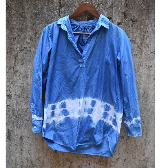 American Colors by Alex Lehr Tops - American Colors by Alex Lehr Organic Cotton Blue Tie-Dye Shibori Shirt XS